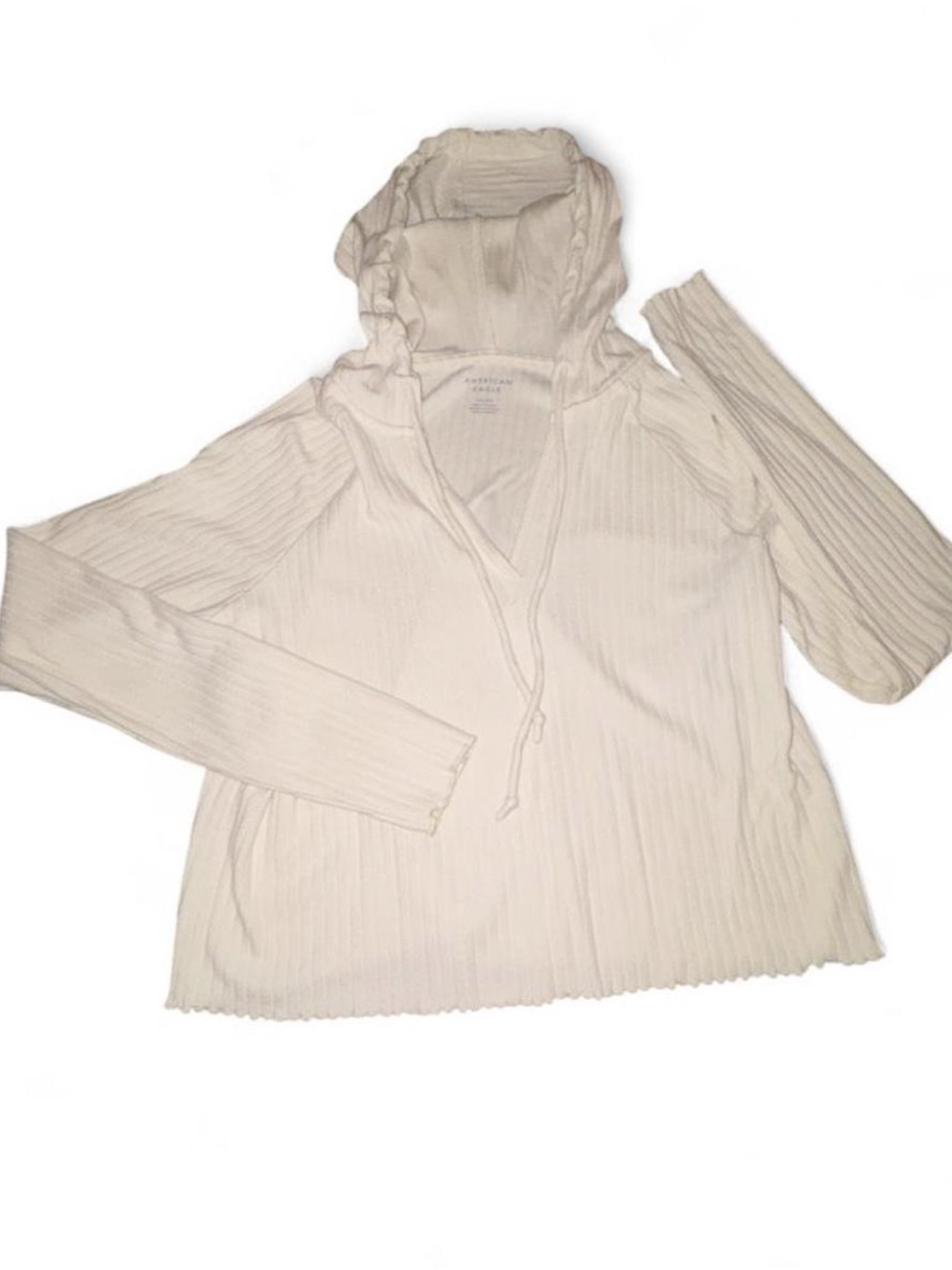 American Eagle AE Small Cream Ribbed Two-Piece Lounge Set - Picture 3 of 7